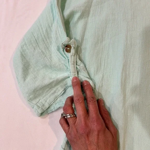 Cottonways Dorie Cotton Gauze Mint GreenTop Size 0 XS/S Blouse 3/4 Sleeve V Neck - Picture 8 of 10